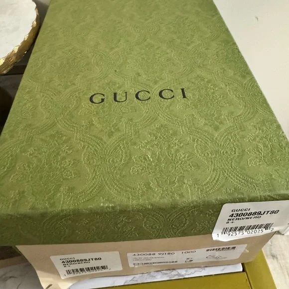 Authentic Gucci Black Velvet Loafers with Gold Accents - Picture 8 of 8